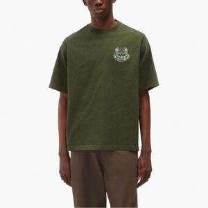 Kenzo Tiger Head Embroidered Casual Dark Green T-Shirt size Large FW21